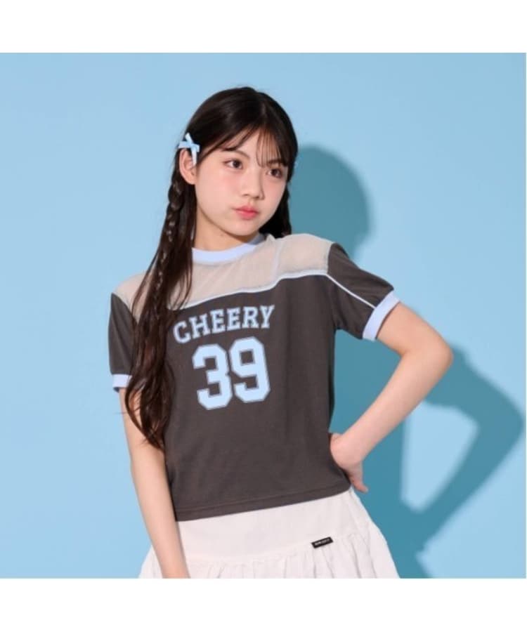 バイ ラビット(by LOVEiT)のチュール切替Tシャツ サックスブルー(090)