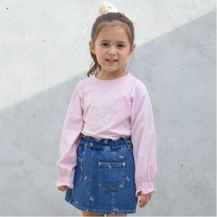 リセマイン(Lycee mine)の【大好評につき再入荷】【ソフトコットン】ロゴ刺しゅうボリュームスリーブトップス Ｔシャツ