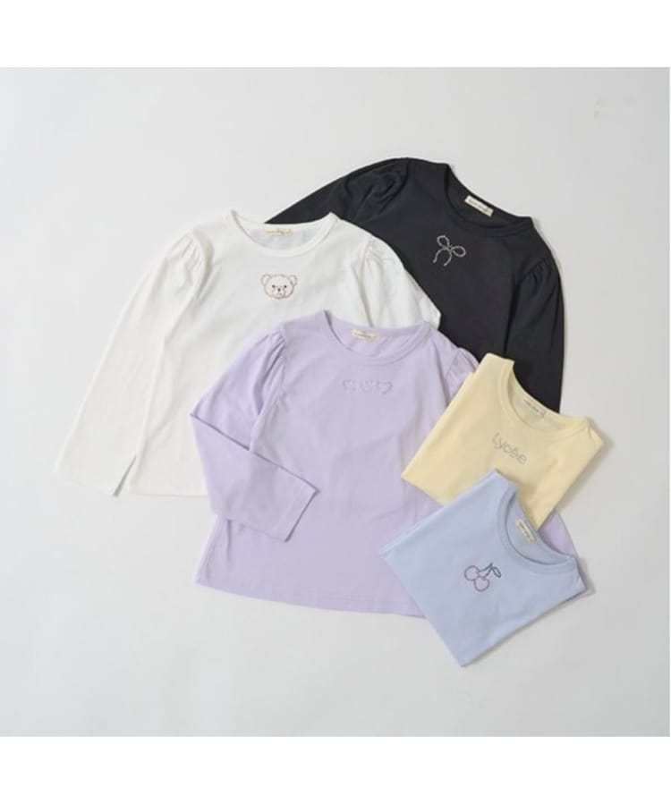 リセマイン(Lycee mine)の【ソフトコットン】アソートラインストーンモチーフパフAラインTシャツ1