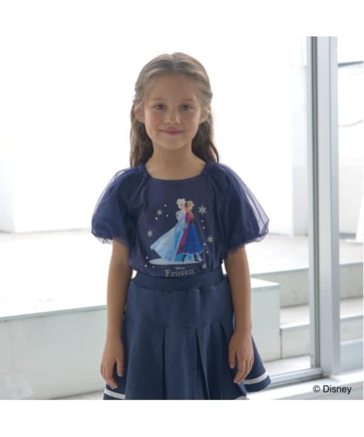 リセマイン(Lycee mine)の【Frozen】【ソフトコットン】アナと雪の女王/キラキラTシャツ ネイビー(094)