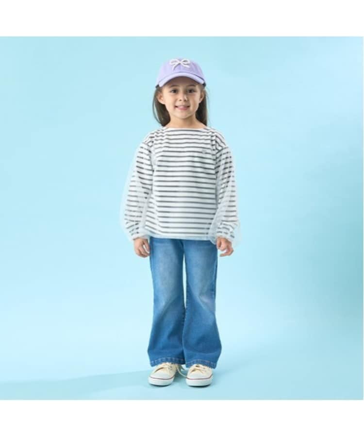 リセマイン(Lycee mine)の【ソフトコットン】チュール重ねボーダーボートネックTシャツ3