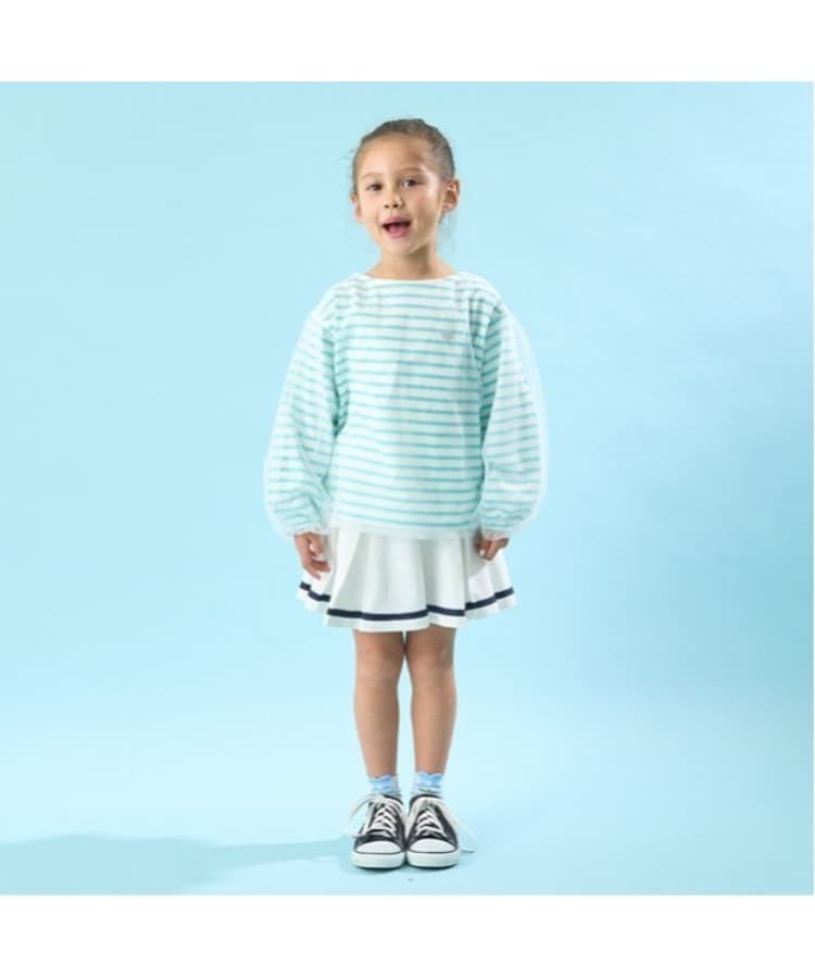 リセマイン(Lycee mine)の【ソフトコットン】チュール重ねボーダーボートネックTシャツ5