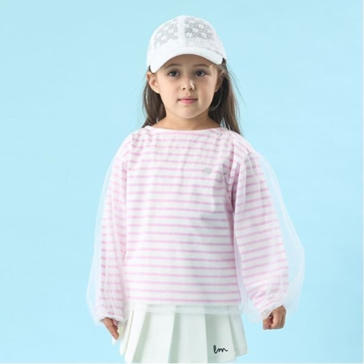リセマイン(Lycee mine)の【ソフトコットン】チュール重ねボーダーボートネックTシャツ Ｔシャツ