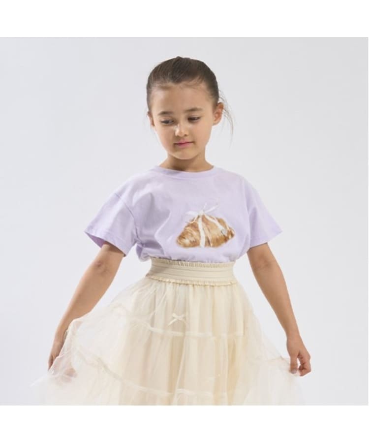 リセマイン(Lycee mine)の【ソフトコットン】アソートリボンモチーフプリントTシャツ パープル(083)