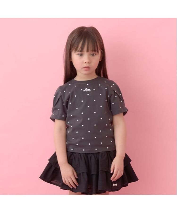 リセマイン(Lycee mine)の【ソフトコットン】アソート総柄タックスリーブTシャツ チャコールグレー(013)