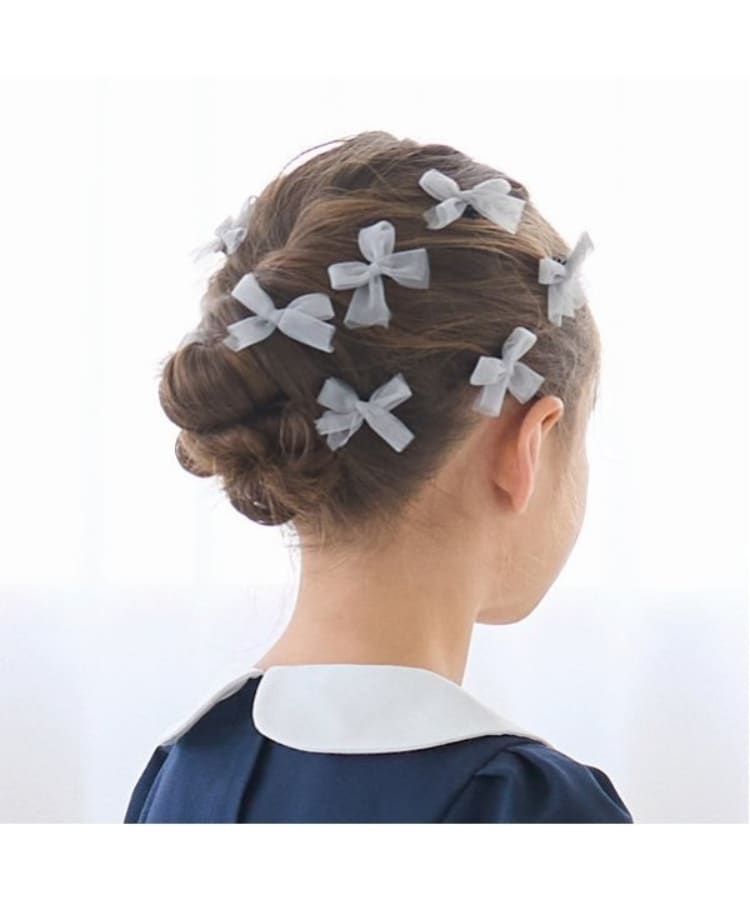 リセマイン(Lycee mine)の【大好評につき再入荷】チュールリボンちびヘアクリップ10Pセット グレー(012)