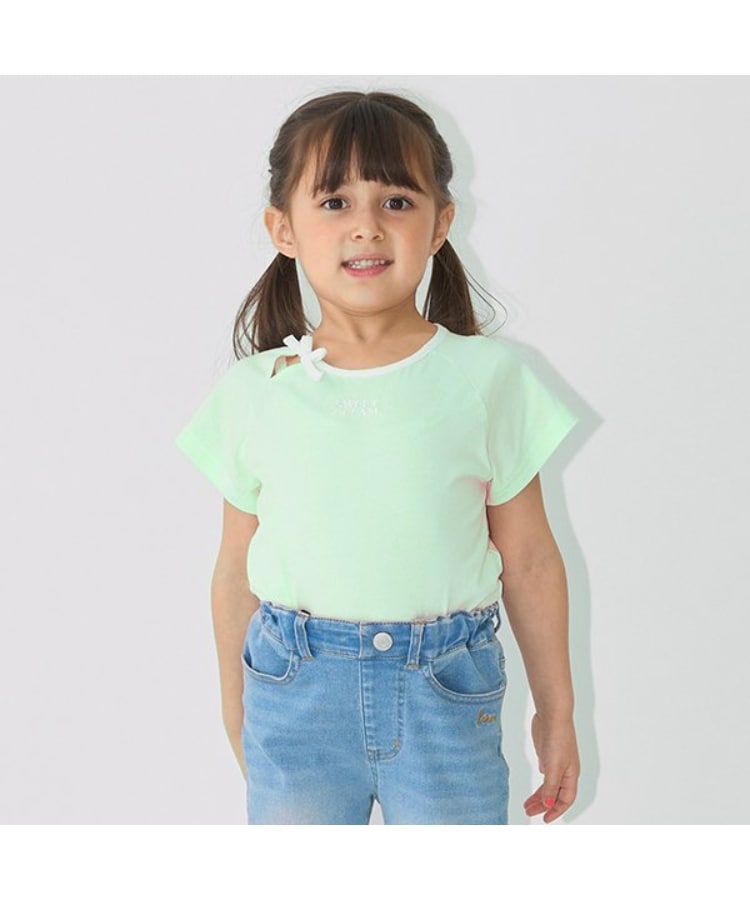 リセマイン(Lycee mine)の【ソフトコットン】バイカラーミニミニTシャツ ライトグリーン(120)