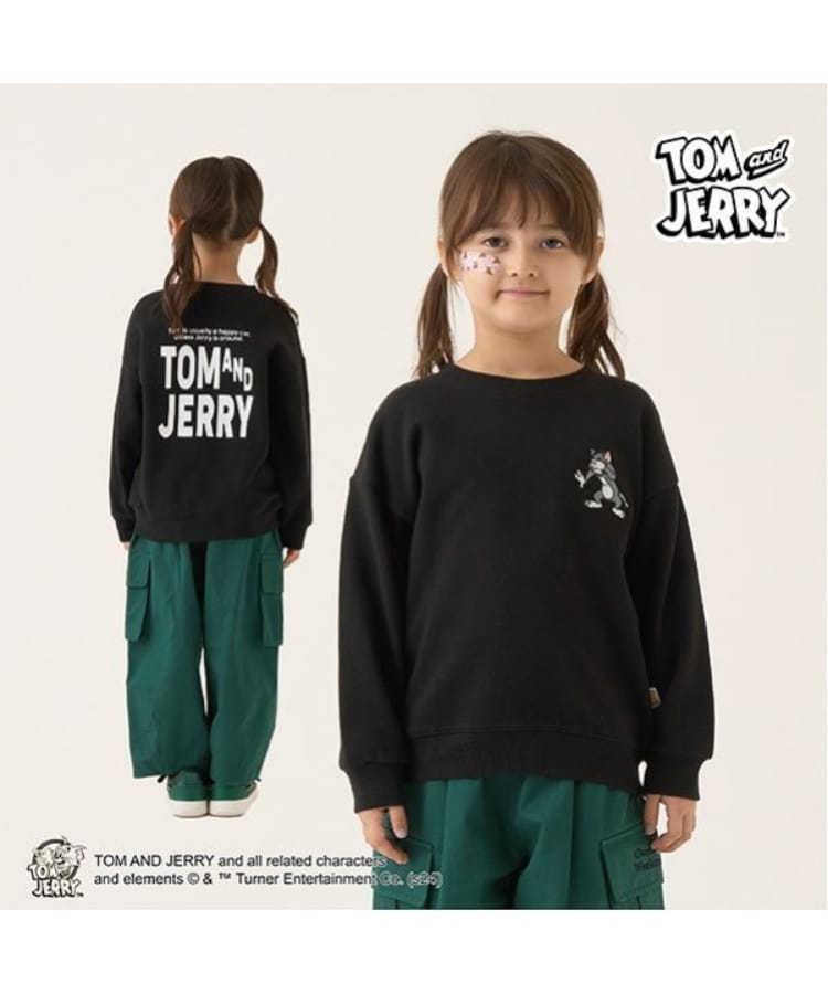 ビールーム(b.ROOM)の【TOM AND JERRY】【毛玉バイバイ裏毛】刺しゅう&プリントスウェット ブラック(219)