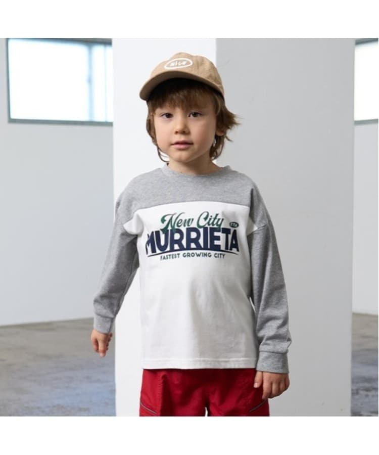 ビールーム(b.ROOM)の【カイテキ天竺】ビッグシルエットバイカラーロゴTシャツ グレー(112)
