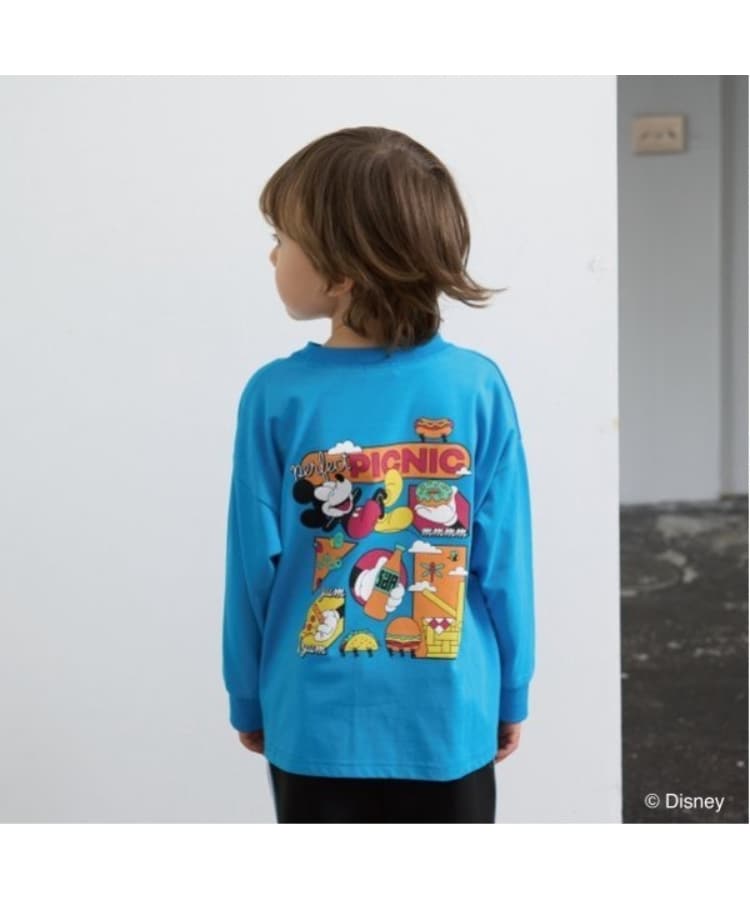 ビールーム(b.ROOM)の【Disney】【カイテキ天竺】ミッキーマウス/ピクニックTシャツ ブルー(092)