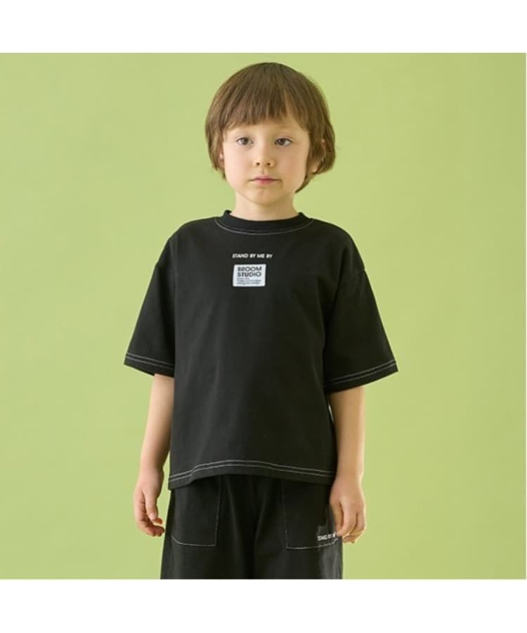 ビールーム(b.ROOM)の【セットアップ可能】【カイテキ天竺】配色ステッチTシャツ ブラック(219)