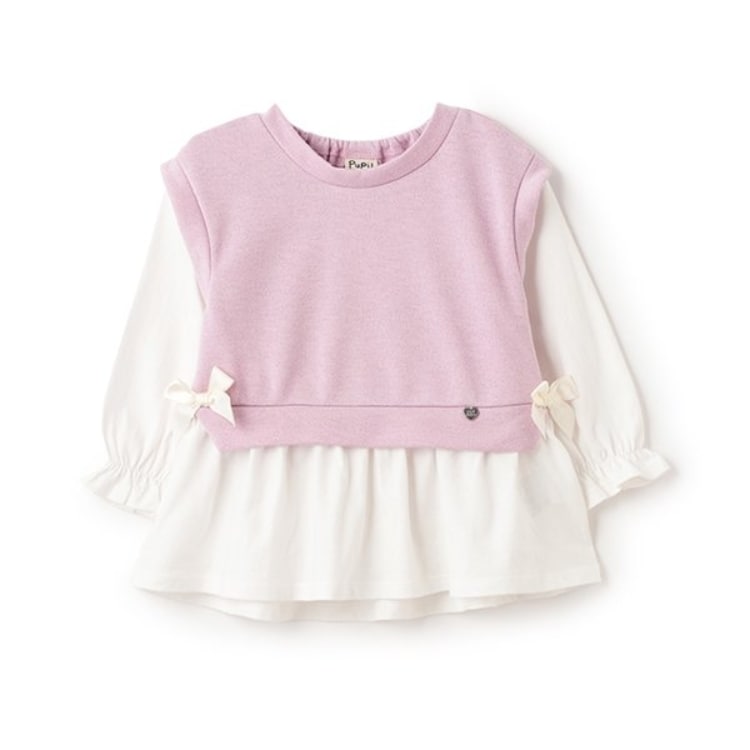 ピューピルハウス(Pupil House)のニットベストドッキング無地チュニック Ｔシャツ
