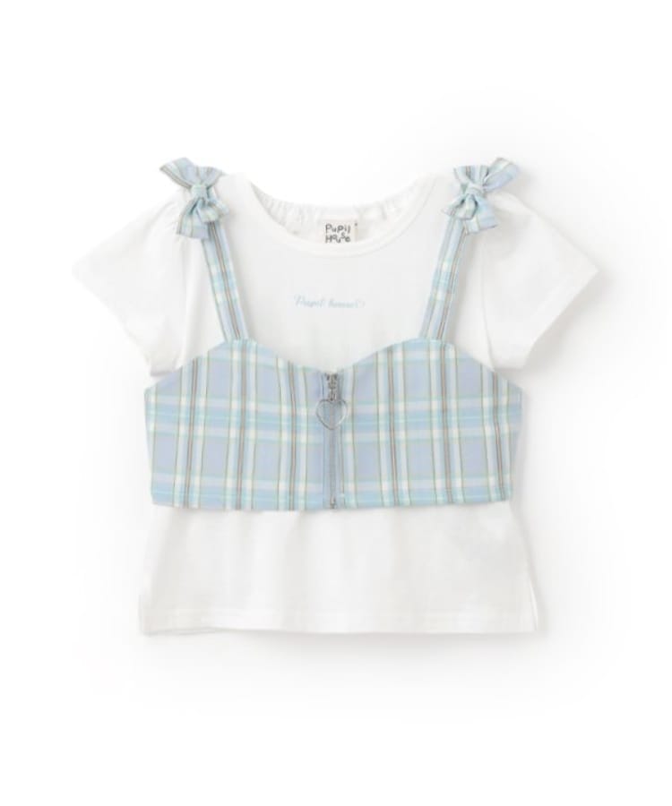 ピューピルハウス(Pupil House)のフロントジップビスチェ×半T サックスブルー(090)