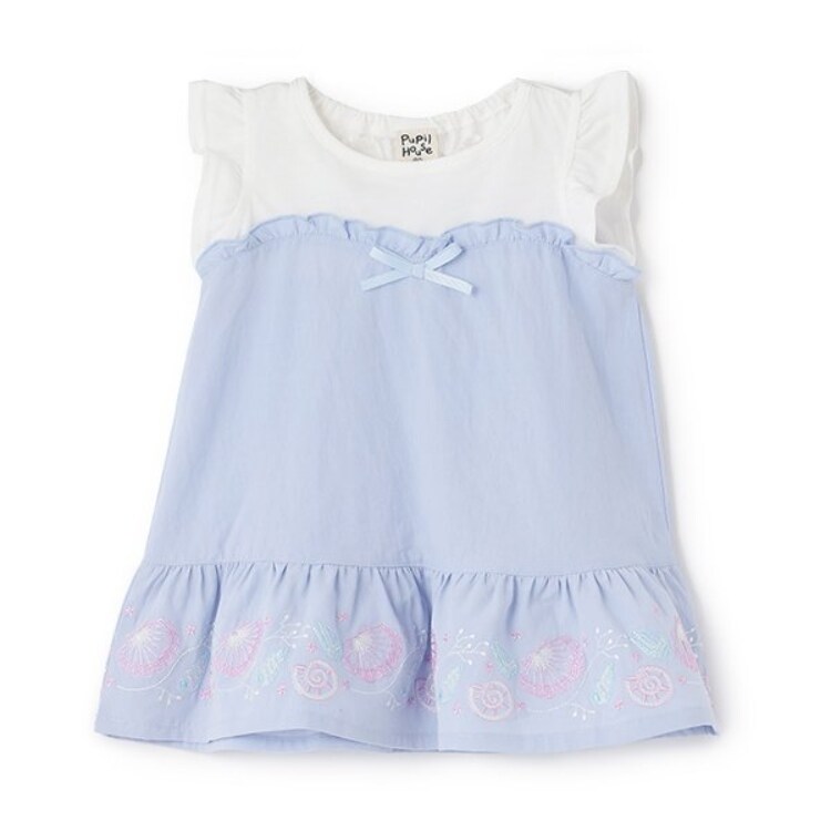 ピューピルハウス(Pupil House)の裾シェル刺しゅうチュニック Ｔシャツ