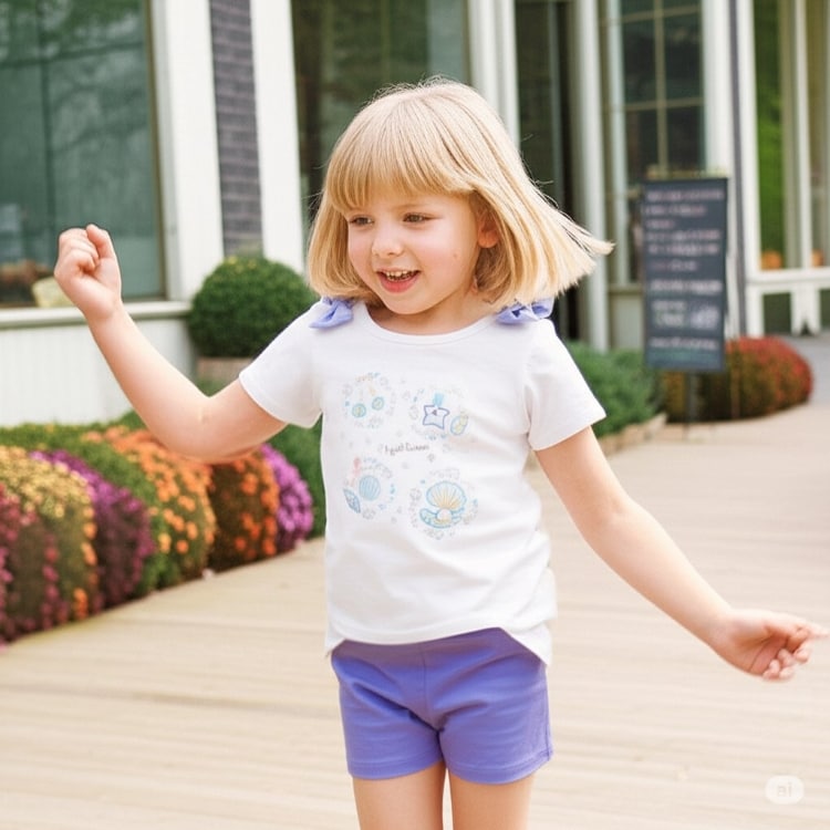 ピューピルハウス(Pupil House)のシェル刺しゅう肩開き半T Ｔシャツ