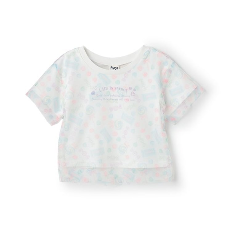 ピューピルハウス(Pupil House)の総柄チュールレイヤード半T Ｔシャツ