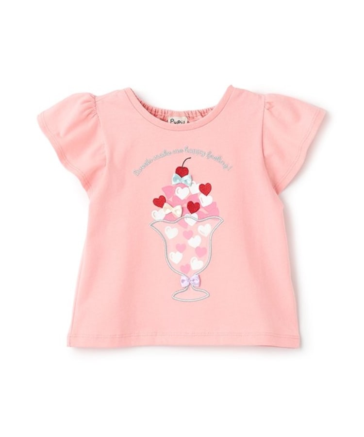 ピューピルハウス(Pupil House)のアップリケ半袖Tシャツ ピンク(071)