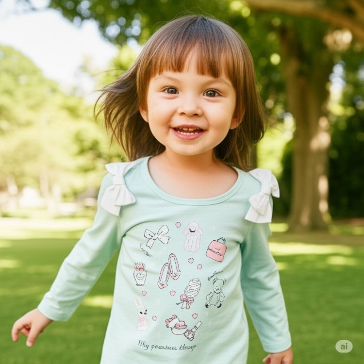 ピューピルハウス(Pupil House)の裾スカラップグラフィック長T Ｔシャツ