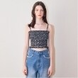 ミジェ(Mi-je)の花柄シャーリングブラトップ【韓国ファッション】 ブラック(219)