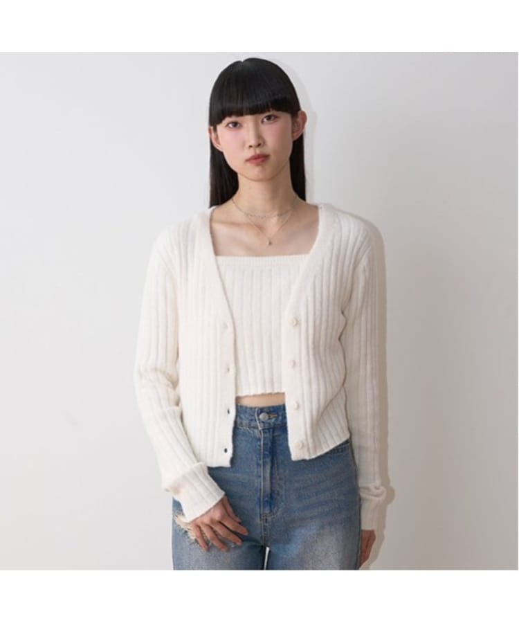 ミジェ(Mi-je)のリブカーデキャミSET アイボリー(104)