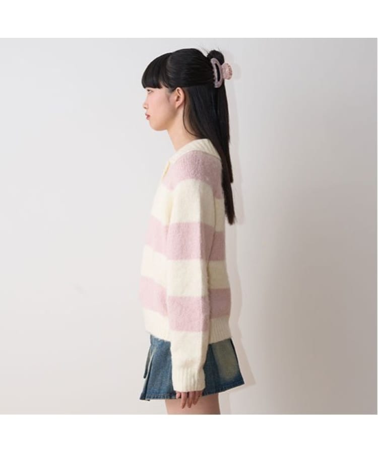 ミジェ(Mi-je)の太ボーダー衿つきニット3