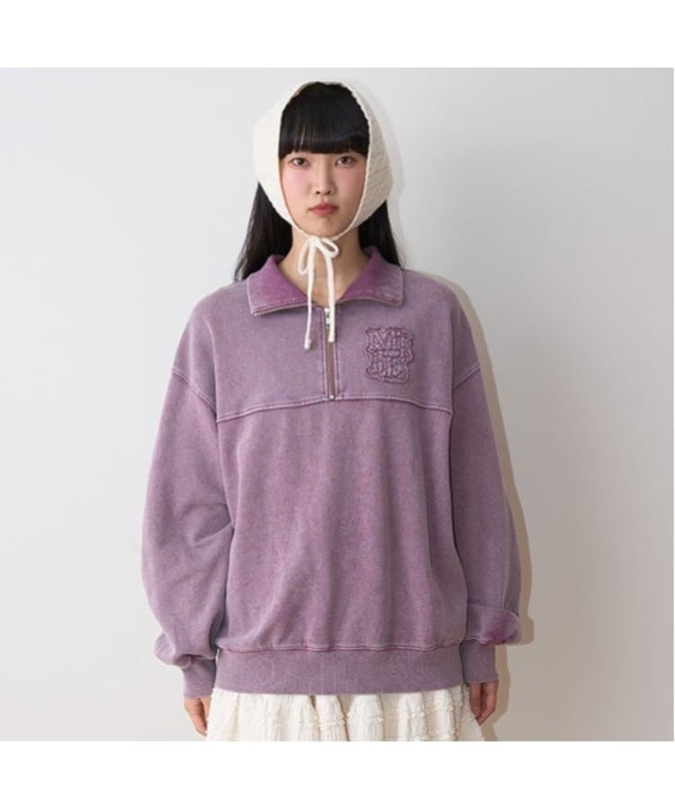 ミジェ(Mi-je)のハーフZIPプルオーバー パープル(081)
