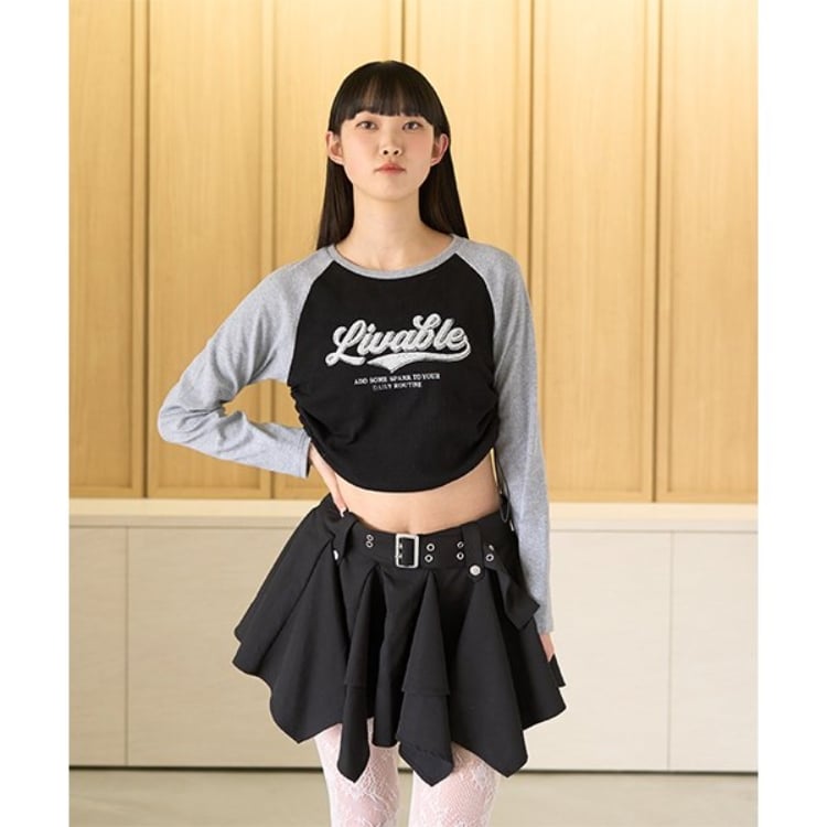 ミジェ(Mi-je)のシャーリングラグランロンT【韓国ファッション】 Ｔシャツ