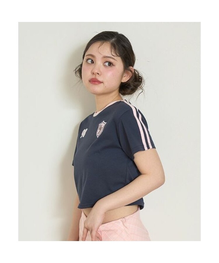 ミジェ(Mi-je)のラインコンパクト半袖Tシャツ1