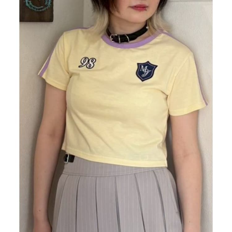 ミジェ(Mi-je)のラインコンパクト半袖Tシャツ Ｔシャツ