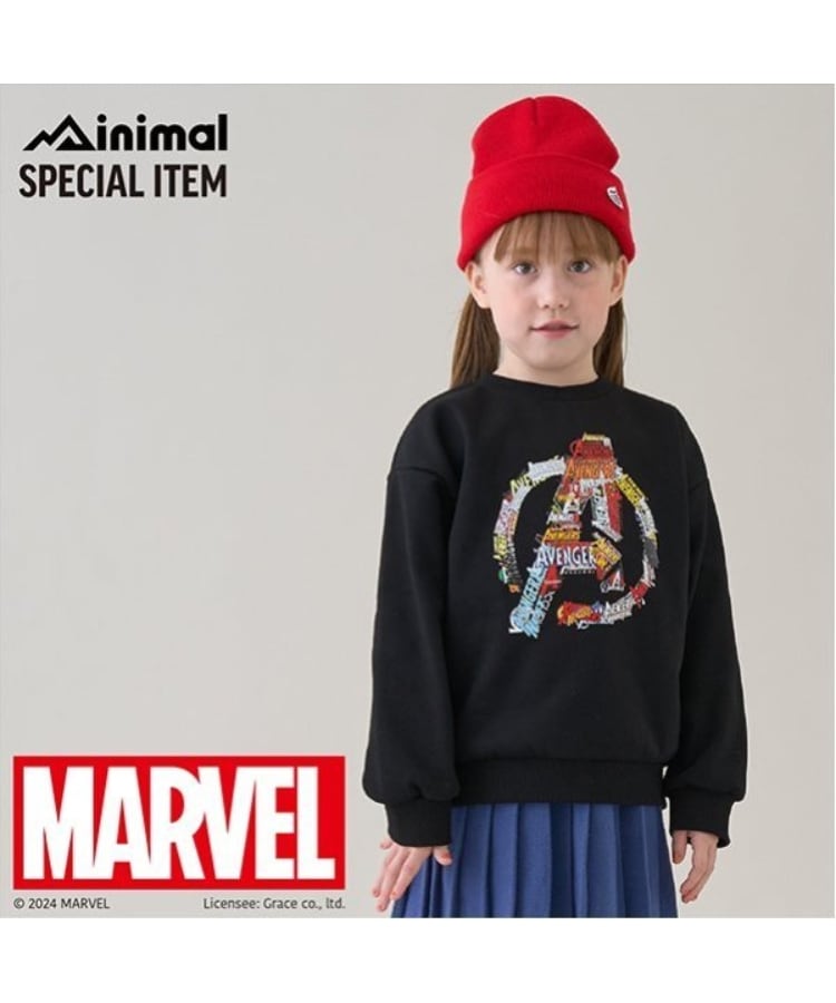 ミニマル(MINIMAL)の【MARVEL】裏毛プルオーバー ブラック(219)