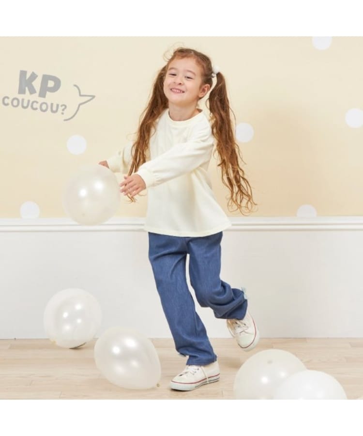 ケーピー(KP)のKP coucou(ケーピーククー)裾リボンデニム風パンツ(80～140)14