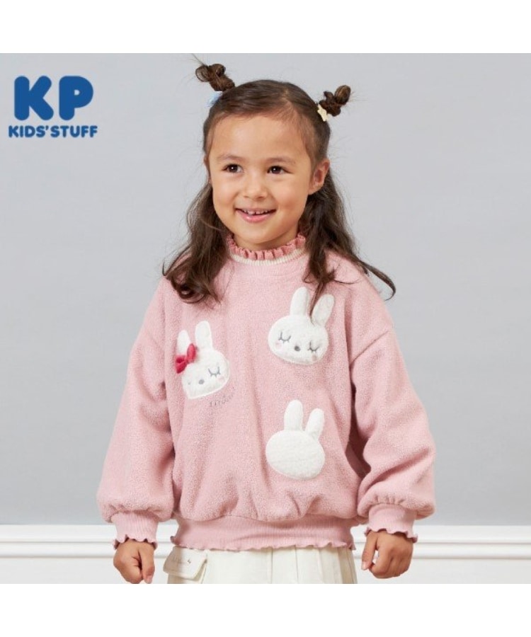 ケーピー(KP)のKP(ケーピー)ボアmimiアップリケブークレトレーナー(80～120) ピンク(071)