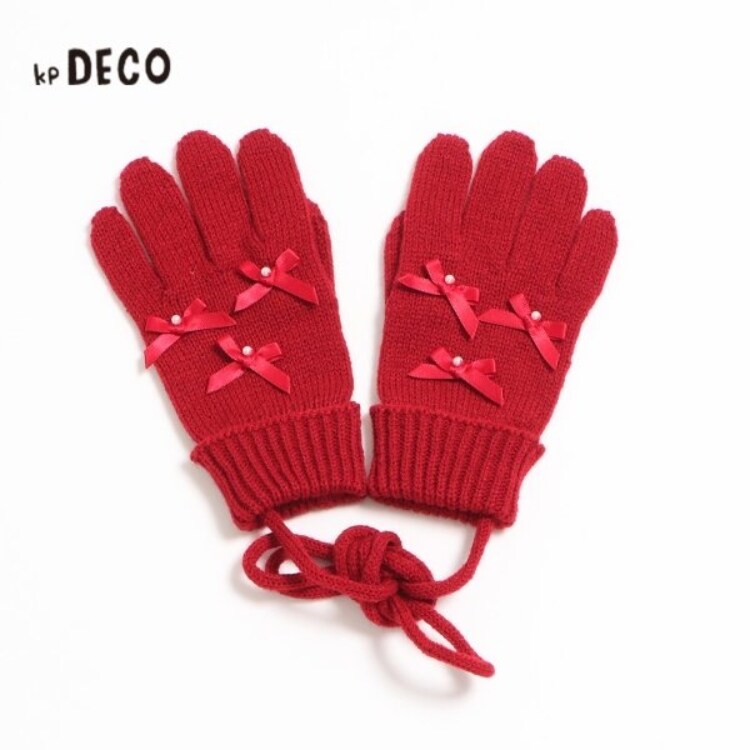 ケーピー(KP)のKPDECO(ケーピーデコ)パールリボン付きニット手袋(M～L) その他