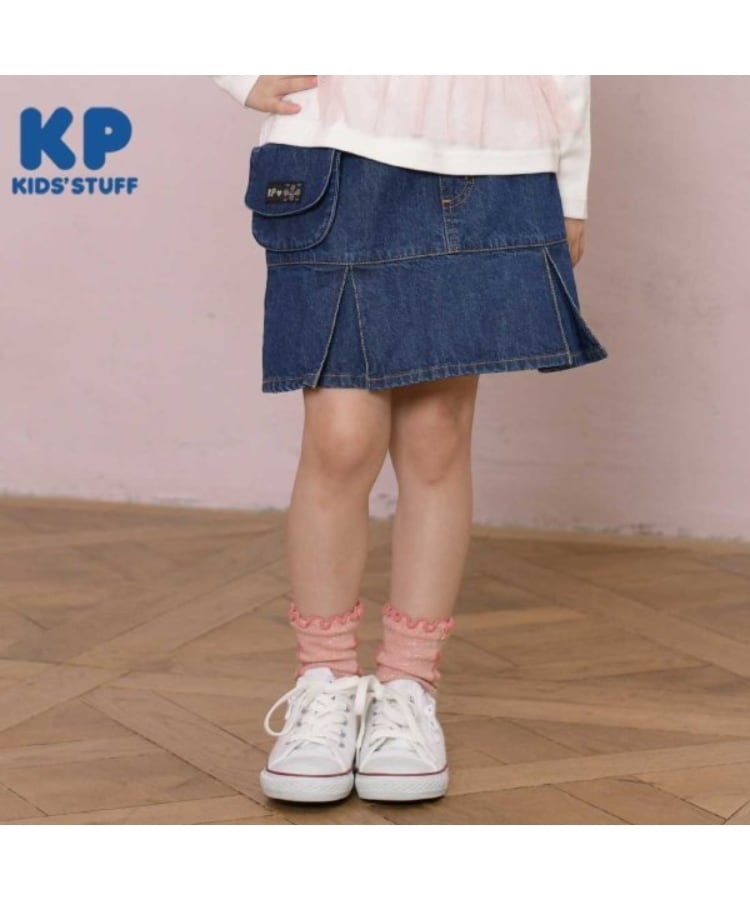 ケーピー(KP)のKP 移動ポケット付きデニムスカート(100～160) ブルー(093)