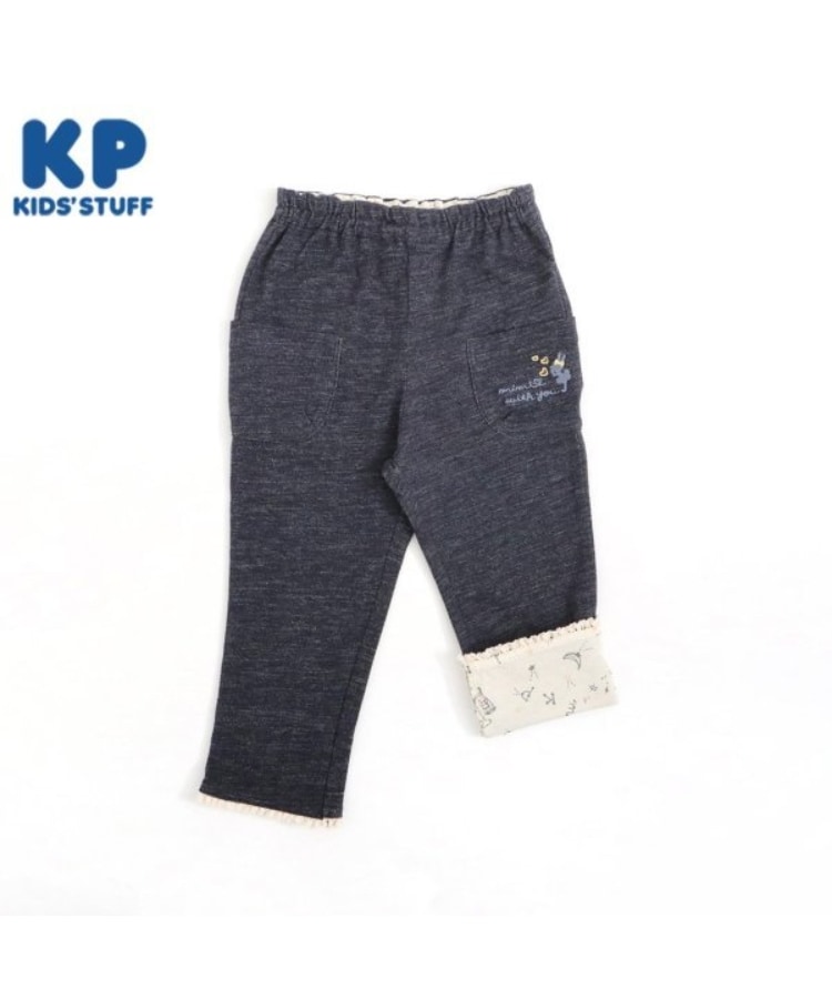 ケーピー(KP)のKP 裾折り返しデニム風ニットツイルパンツ(80～90) ネイビー(094)
