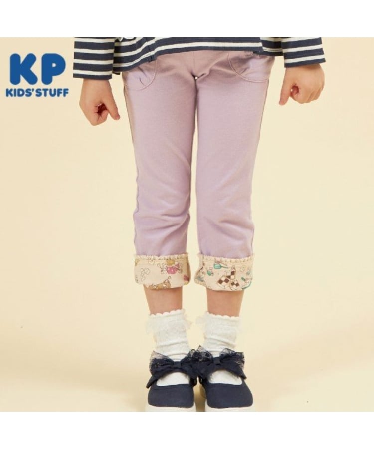 ケーピー(KP)のKP 裾折り返しデニム風ニットツイルパンツ(100～160) ラベンダー(080)