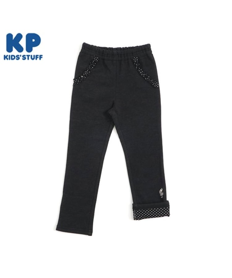 ケーピー(KP)のKP 裾折り返しストレッチ裏毛パンツ(100～160) ブラック(219)
