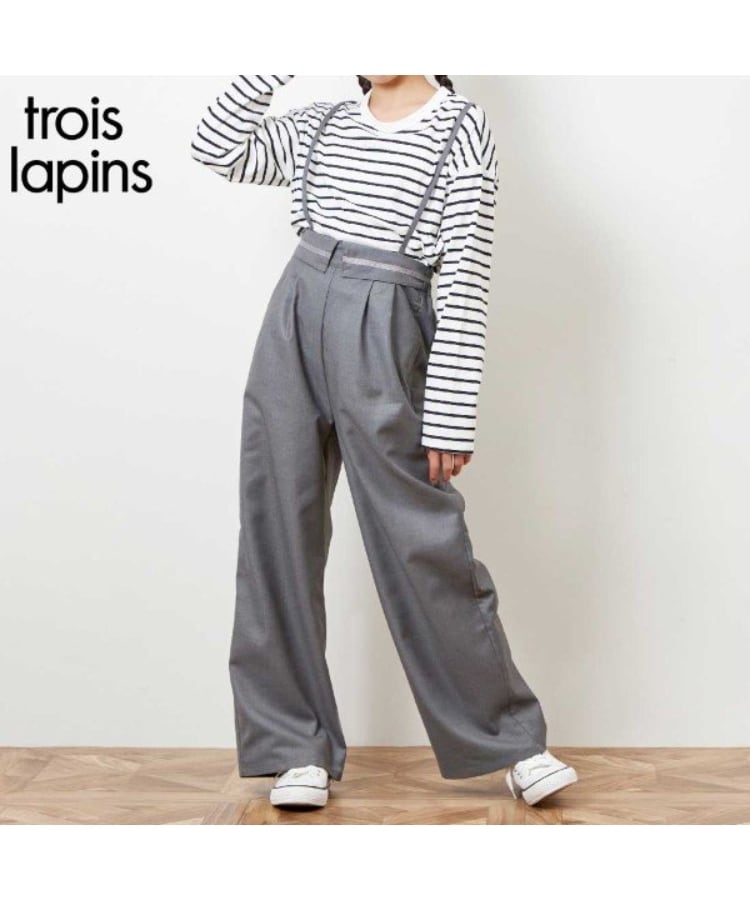 troislapins サスペンダー付きワイドパンツ(140~160)(その他 troislapins サスペンダー付きワイドパンツ(140~160)(その他