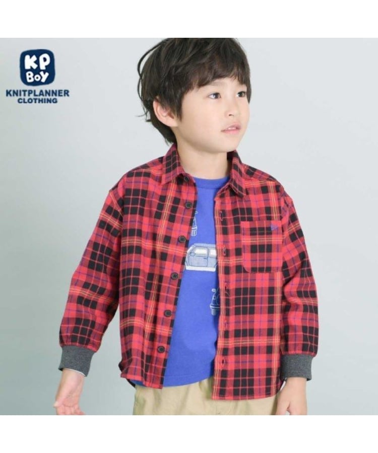 ケーピー(KP)のKPBOY 先染めチェック長袖シャツ(90～150) レッド(061)