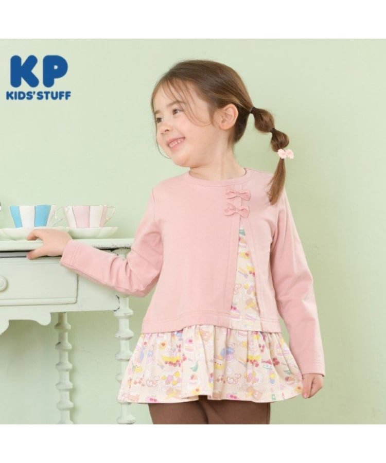ケーピー(KP)のKP うさぎスイーツ柄切り替え長袖チュニック(80～150) ピンク(071)