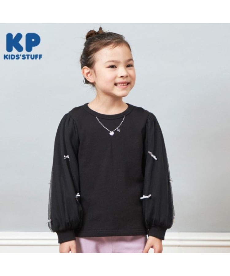 ケーピー(KP)のKP リボンチュール袖トレーナー(100～150) ブラック(219)