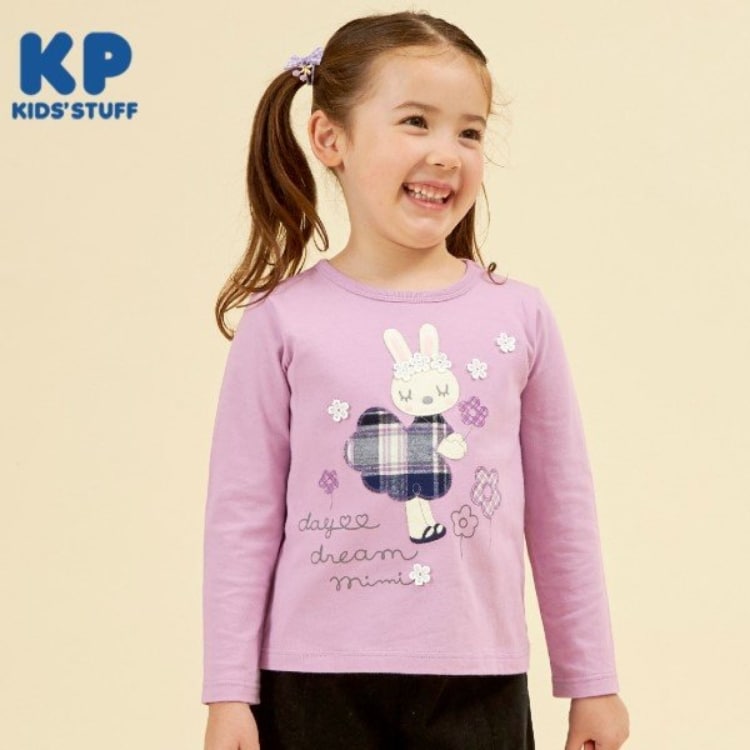 ケーピー(KP)のKP うさぎチェックアップリケ長袖Tシャツ(80～140) その他
