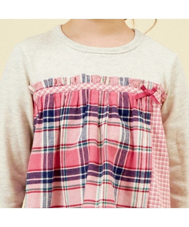 ケーピー(KP)のKP チェック切り替えリボン付き長袖Tシャツ(80～150)3