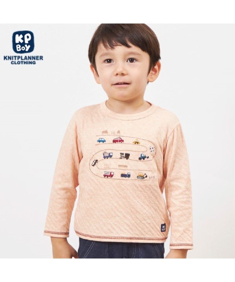 ケーピー(KP)のKPBOY 日本製/車モチーフオーガニック接結長袖Ｔシャツ(80～150) オレンジ(066)