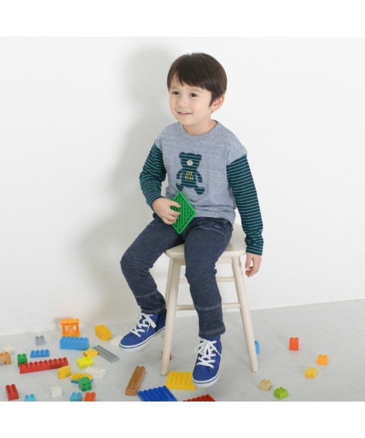 ケーピー(KP)のKPBOY クマモチーフの接結ボーダー天竺長袖Ｔシャツ(80～110)3
