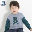 ケーピー(KP)のKPBOY クマモチーフの接結ボーダー天竺長袖Ｔシャツ(80～110) ブルー(091)