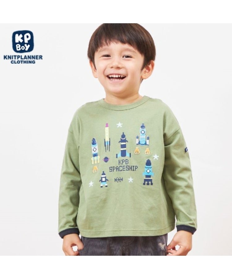 ケーピー(KP)のKPBOY シリコンブロックプリント長袖Ｔシャツ(80～150) カーキ(027)