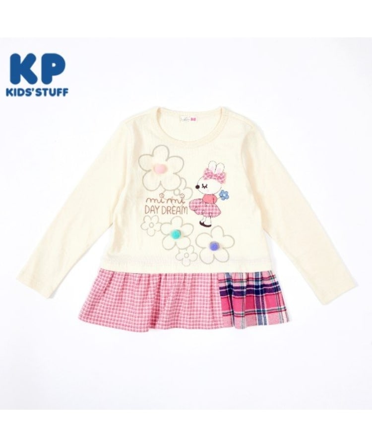 ケーピー(KP)のKP うさぎアップリケ長袖チュニック(80～140) オフホワイト(003)