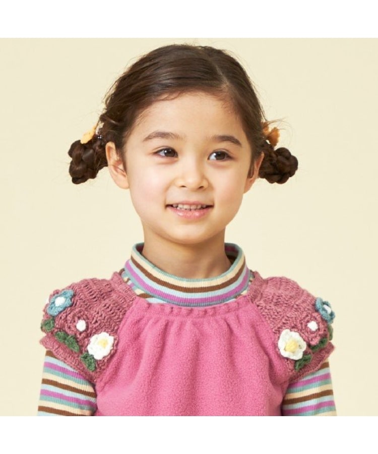 ケーピー(KP)のKP 編み花付き袖ニットフリースベスト(80～130)3