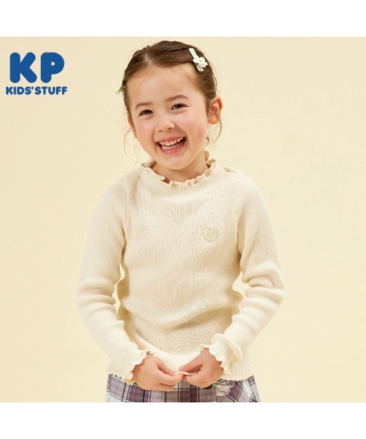 ケーピー(KP)のKP ハイネックリブ編みセーター(100～160) オフホワイト(003)